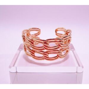 Designer Women's Gold Interlocking Double Link Cuff Bracelet NWOT 198